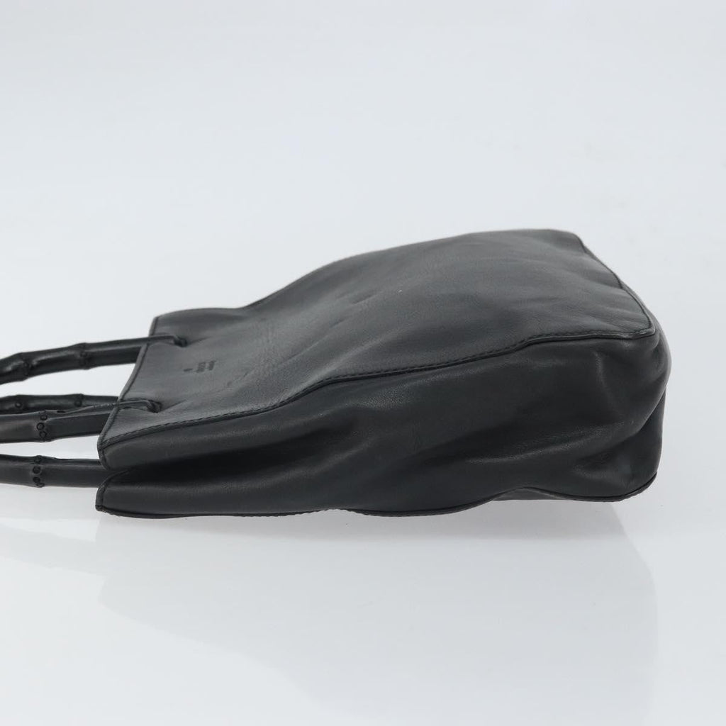 Gucci Vintage Bamboo Handle Bag Leather Black Leather Handbag ( )