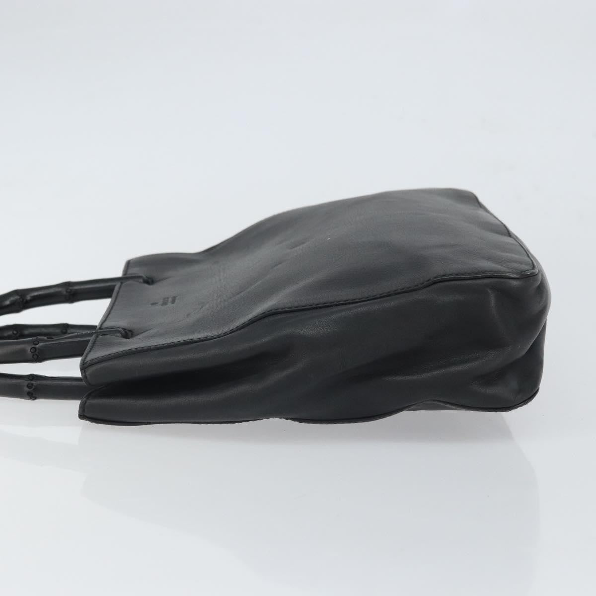 Gucci Vintage Bamboo Handle Bag Leather Black Leather Handbag ( )
