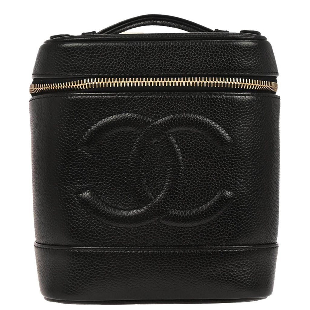 Chanel Vintage Timeless Cosmetic Case Caviar Black Leather Handbag (Authentic  )