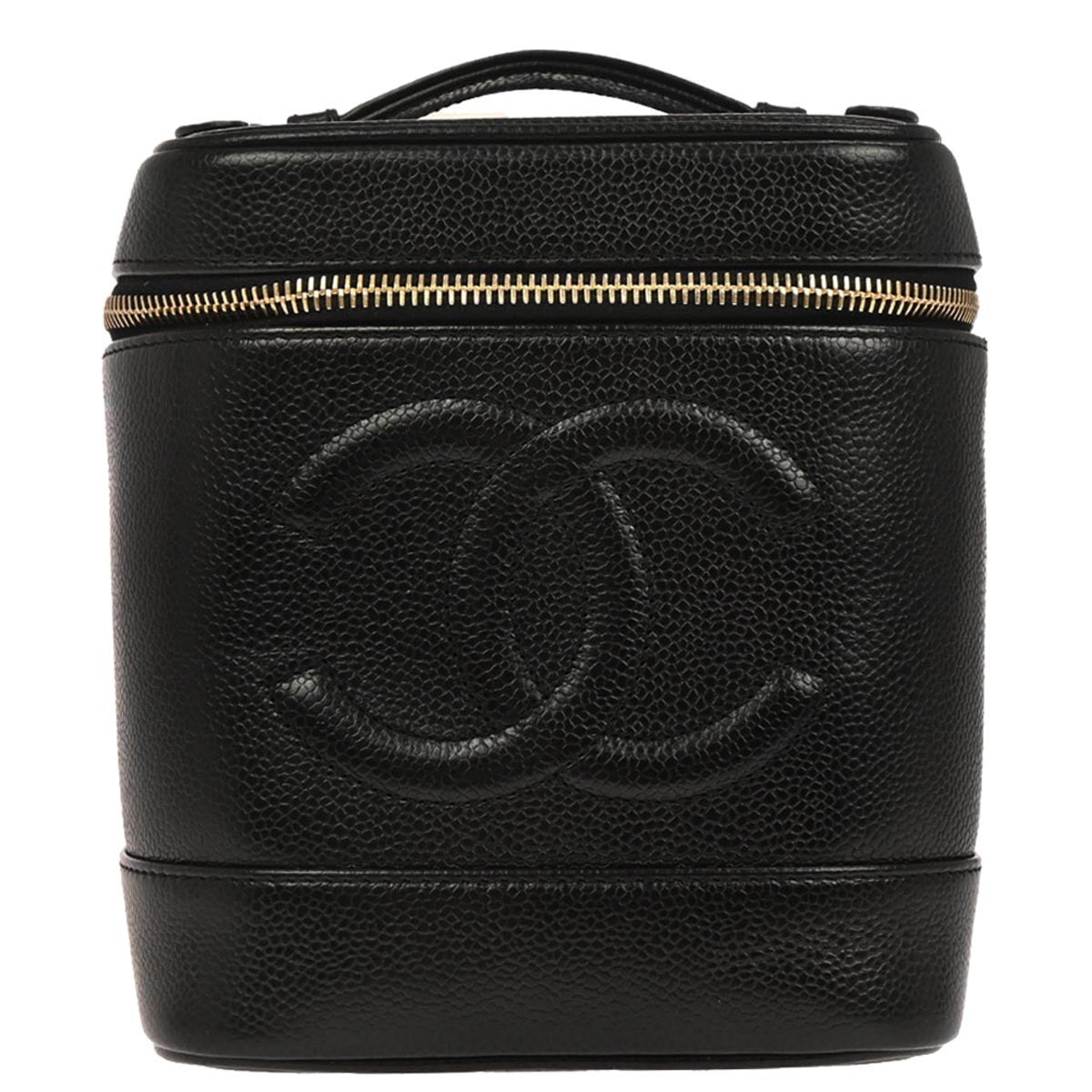 Chanel Vintage Timeless Cosmetic Case Caviar Black Leather Handbag (Authentic  )