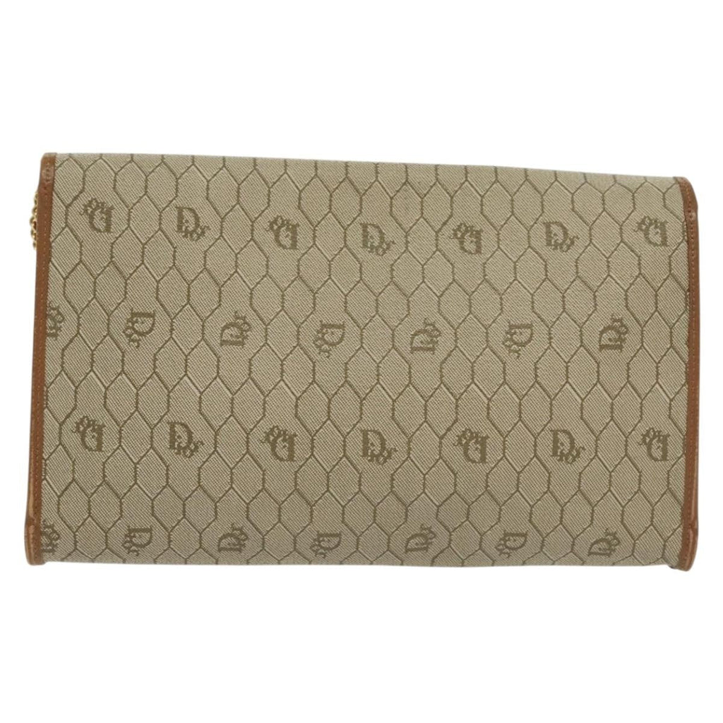 Christian Dior Vintage Honeycomb Chain Canvas Beige Canvas Bag (Authentic  )
