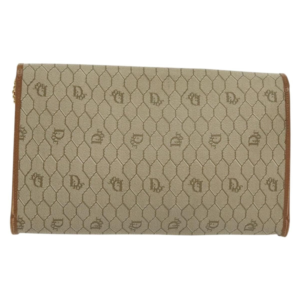 Christian Dior Vintage Honeycomb Chain Canvas Beige Canvas Bag (Authentic  )