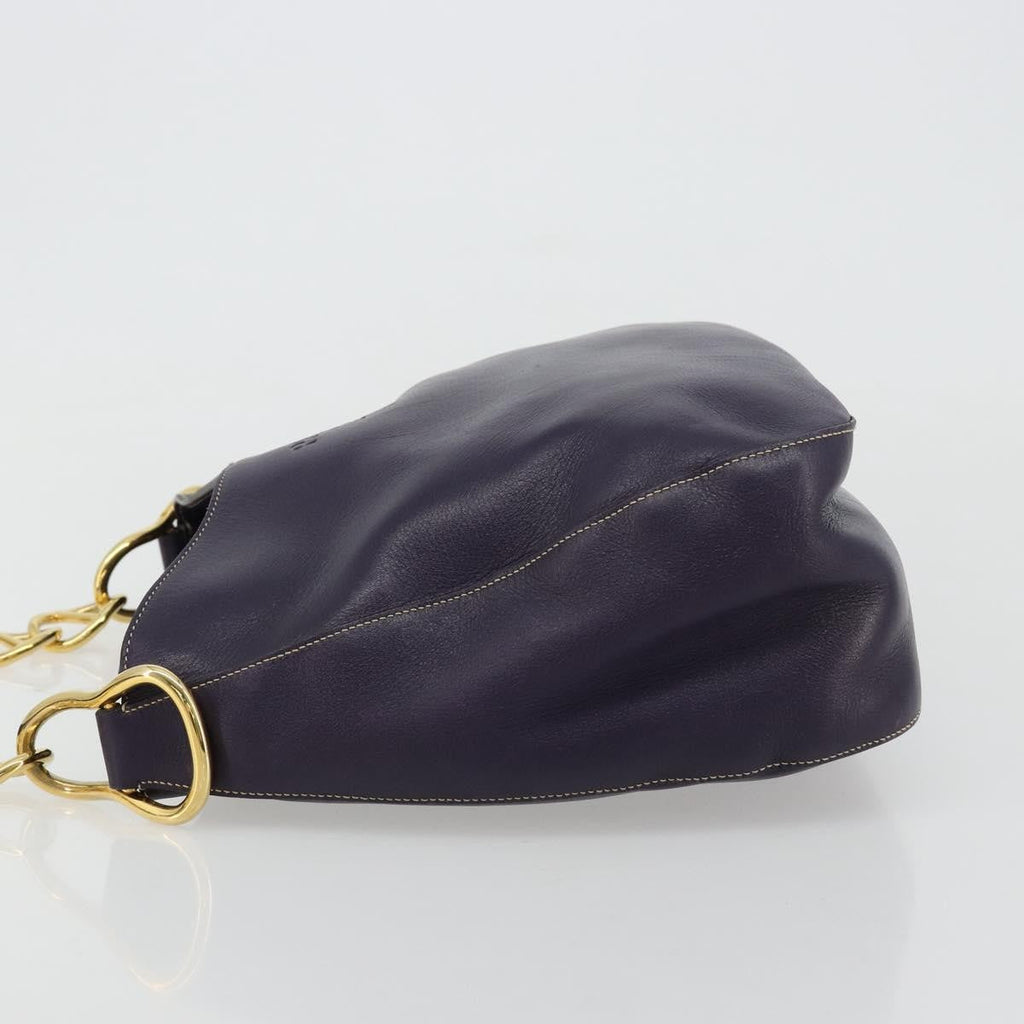 Prada Chain Shoulder Bag Leather Purple Leather Handbag ( )