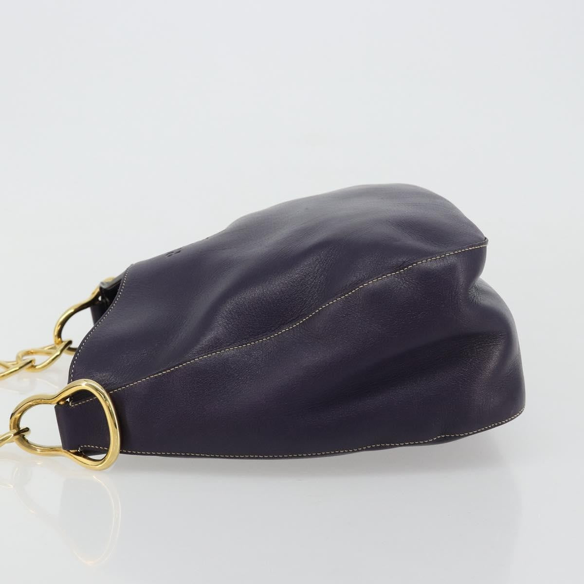 Prada Chain Shoulder Bag Leather Purple Leather Handbag ( )