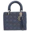 Christian Dior Lady Dior Bag Denim Blue Canvas Handbag ( )