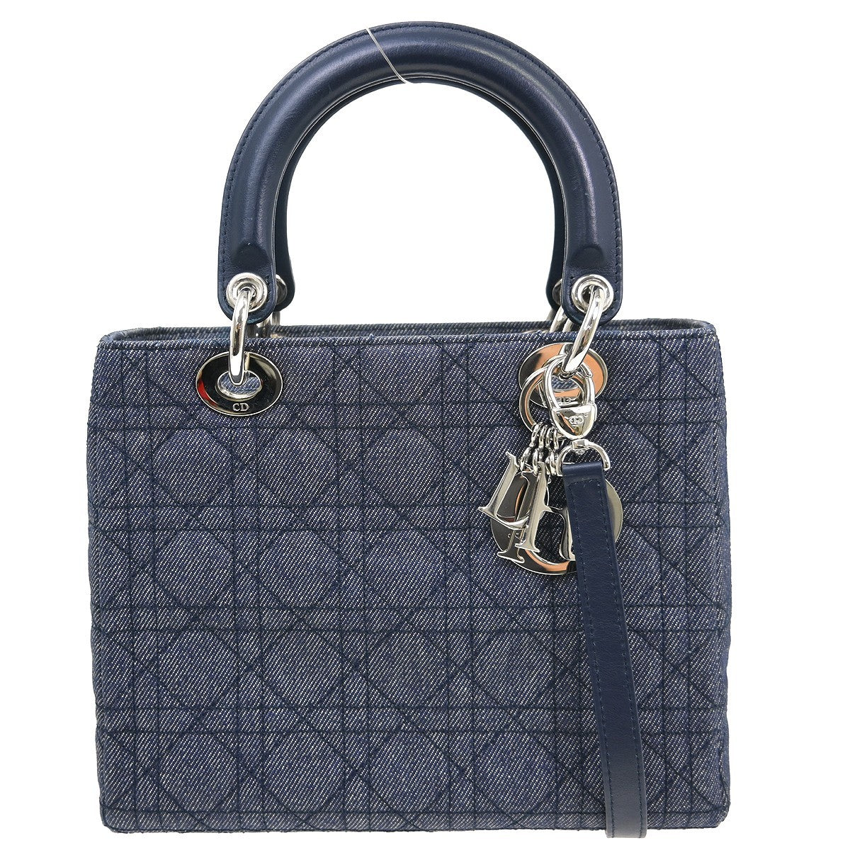 Christian Dior Lady Dior Bag Denim Blue Canvas Handbag ( )