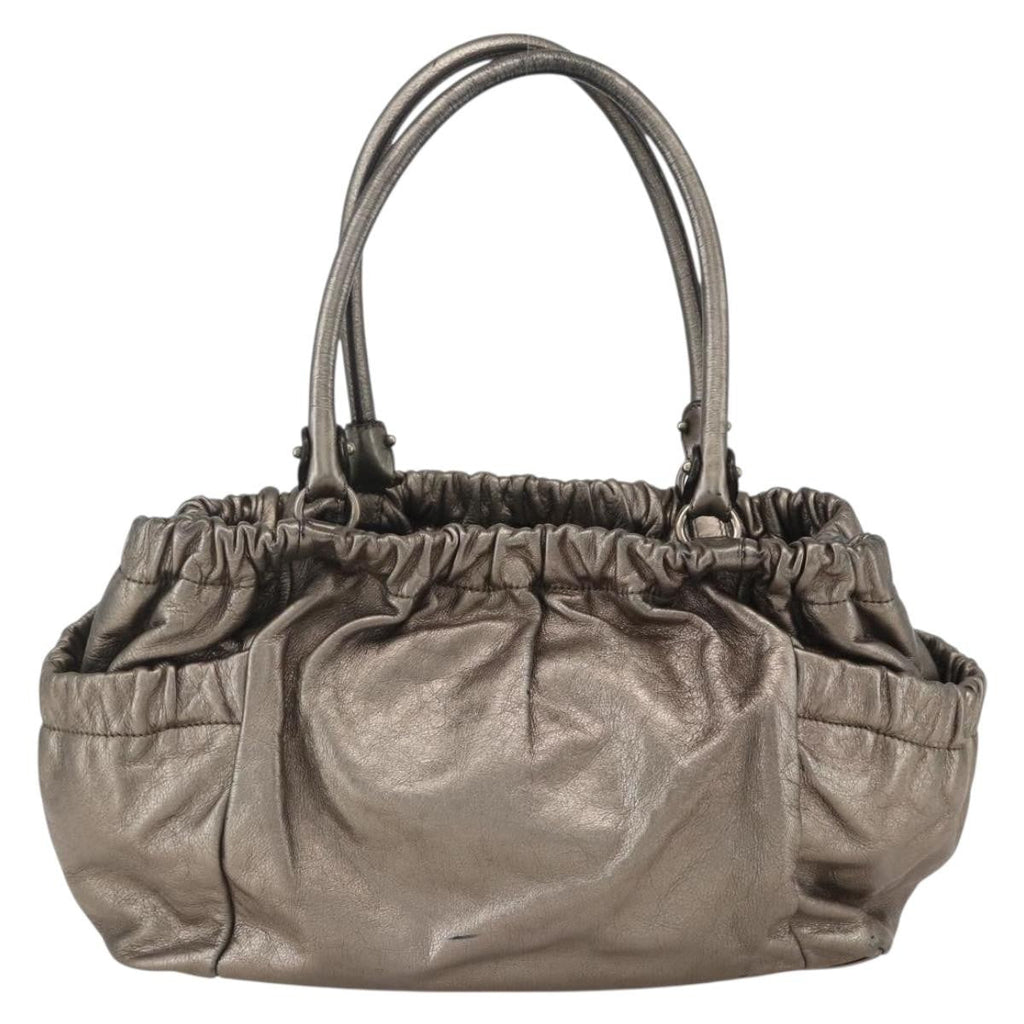 Salvatore Ferragamo Vala Handbag Leather Gold Leather Handbag (Authentic  )