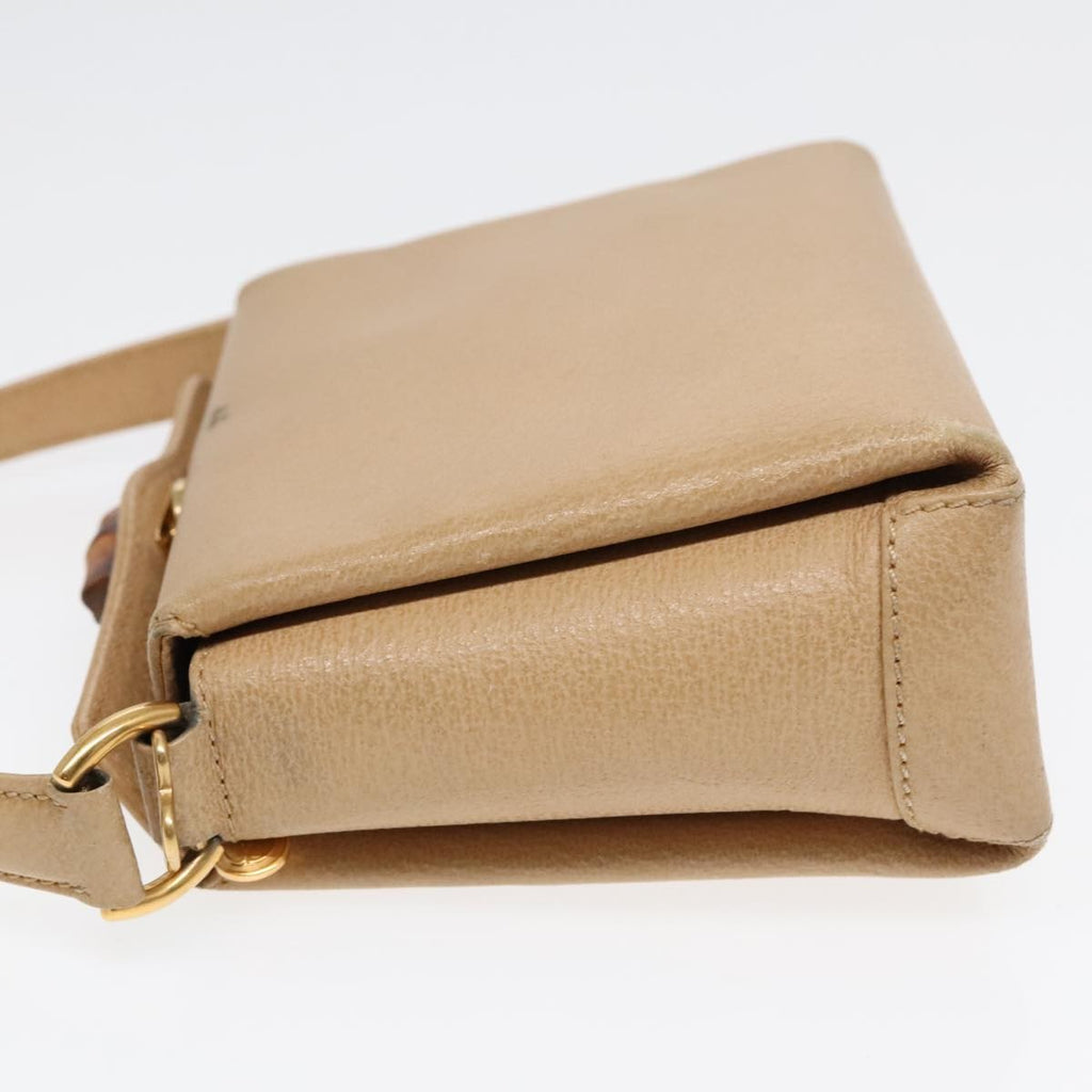 Gucci Vintage Convertible Bamboo Box Crossbody Bag Leather Beige Leather Handbag ( )