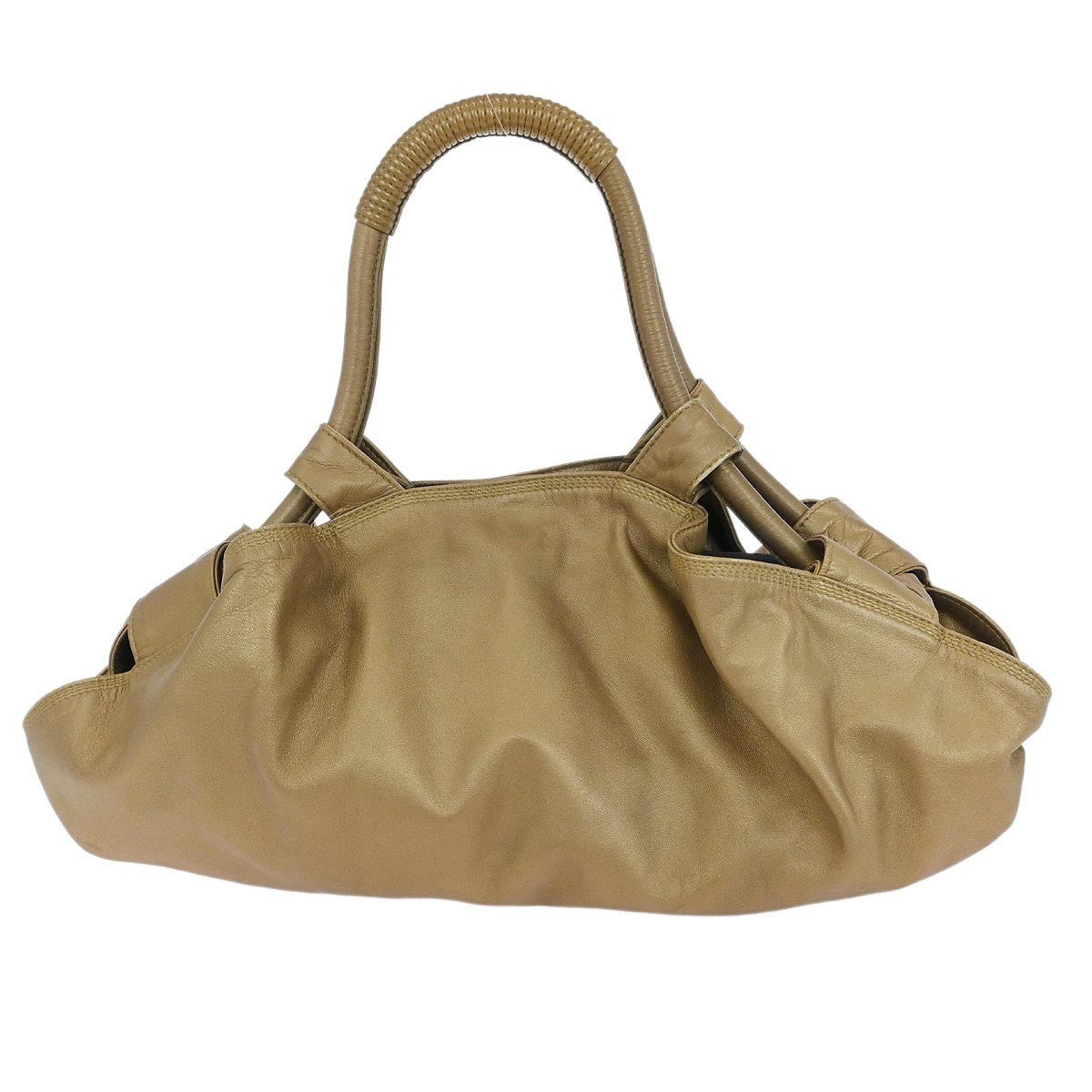 Loewe Anagram Logo Nappa Aire Hand Bag Leather Gold Leather Handbag (Authentic  )