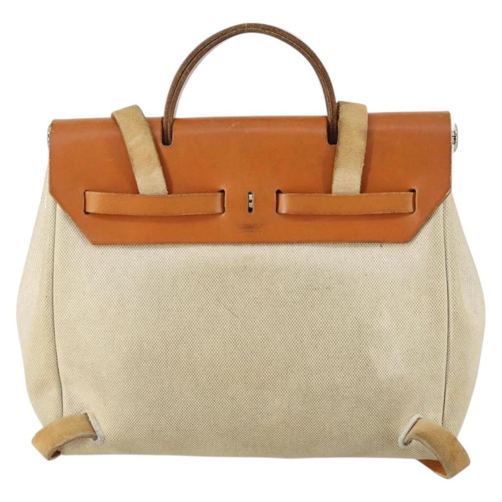 Hermes Herbag A Dos Backpack Toile Beige Canvas Backpack Bag (Authentic  )
