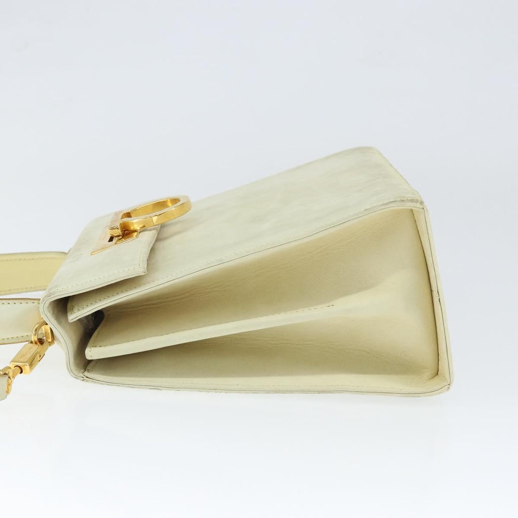 Salvatore Ferragamo Gancini Convertible Top Handle Bag Suede Beige Suede Handbag (Authentic  )