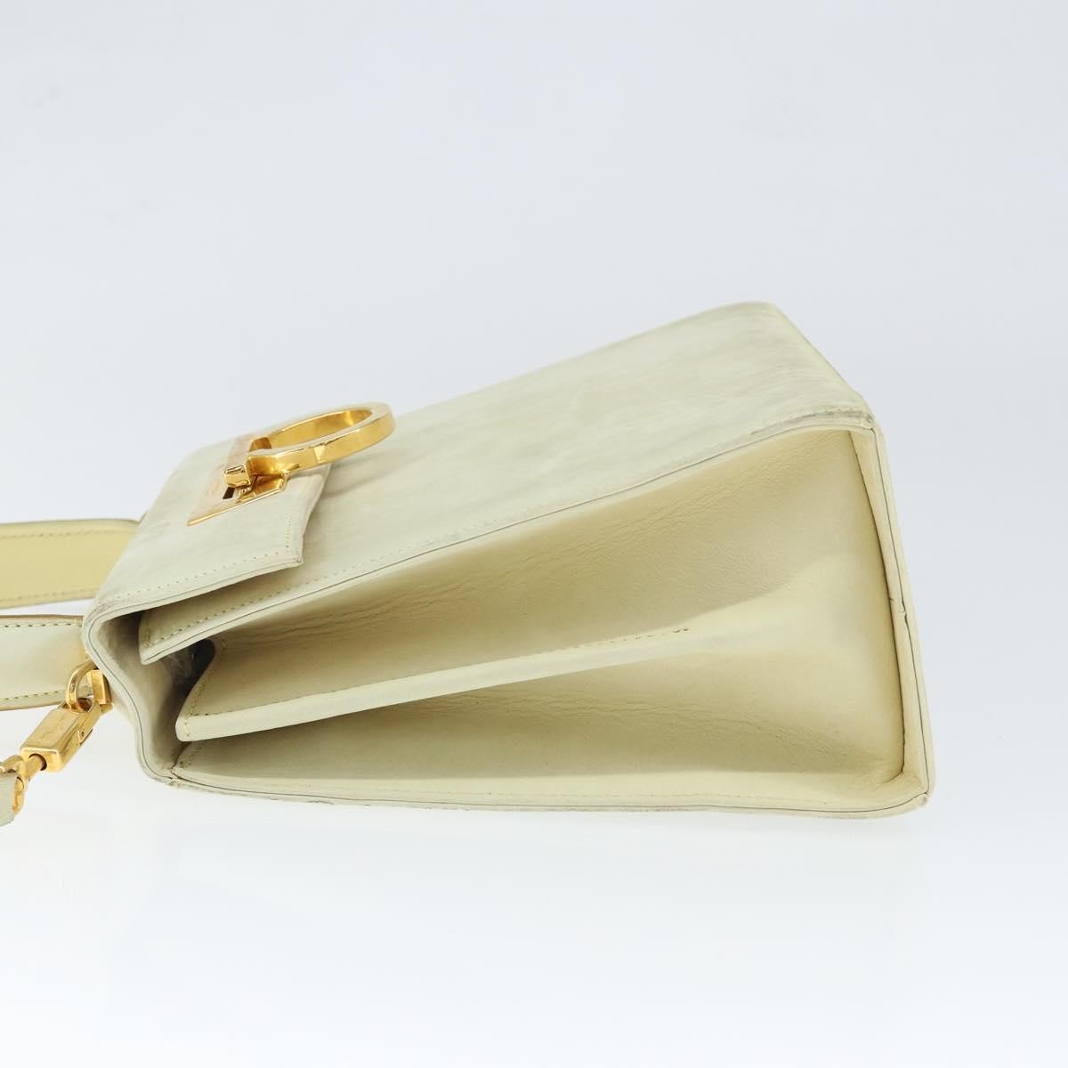 Salvatore Ferragamo Gancini Convertible Top Handle Bag Suede Beige Suede Handbag (Authentic  )