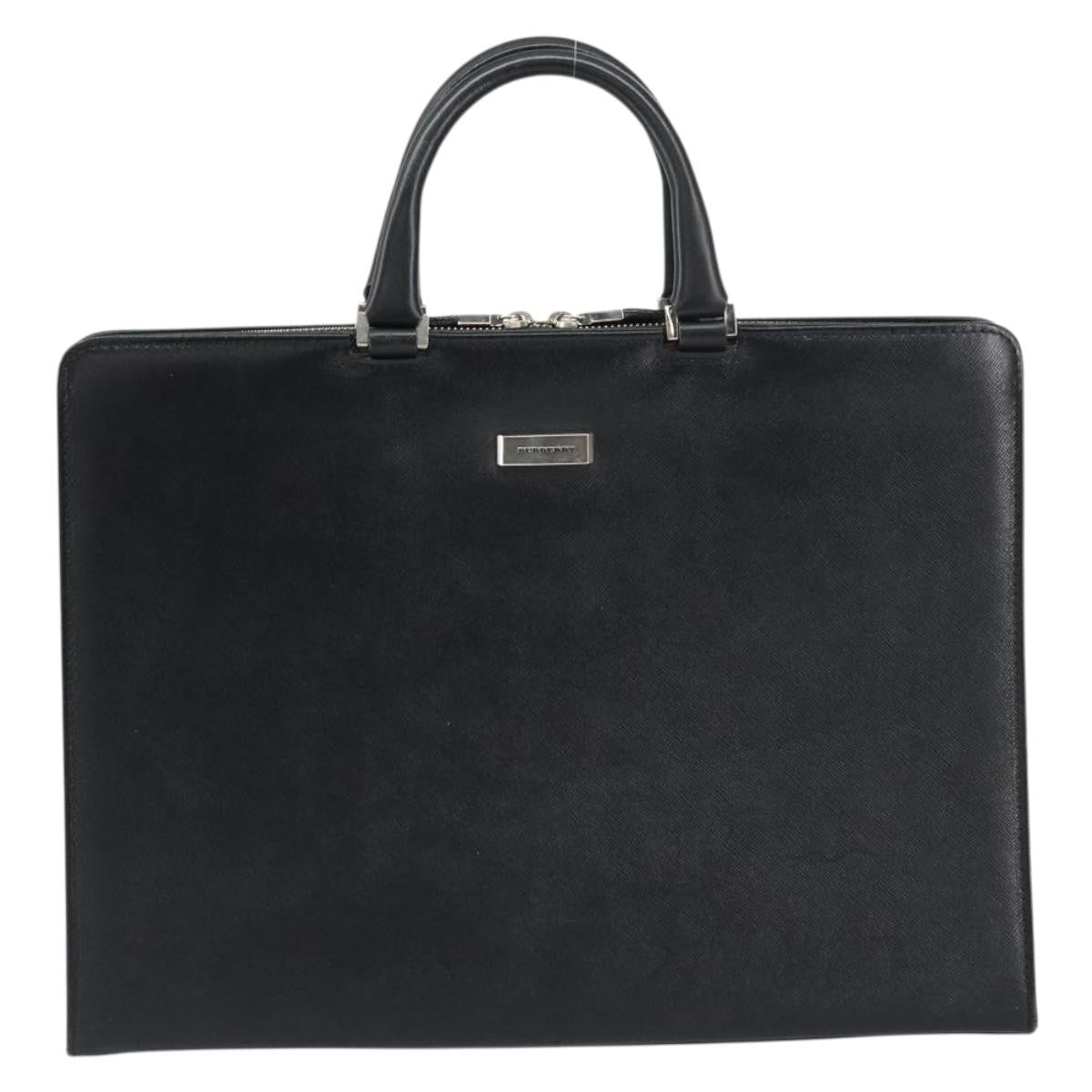 Burberry Vintage Briefcase Leather Black Leather Briefcase Bag (Authentic  )