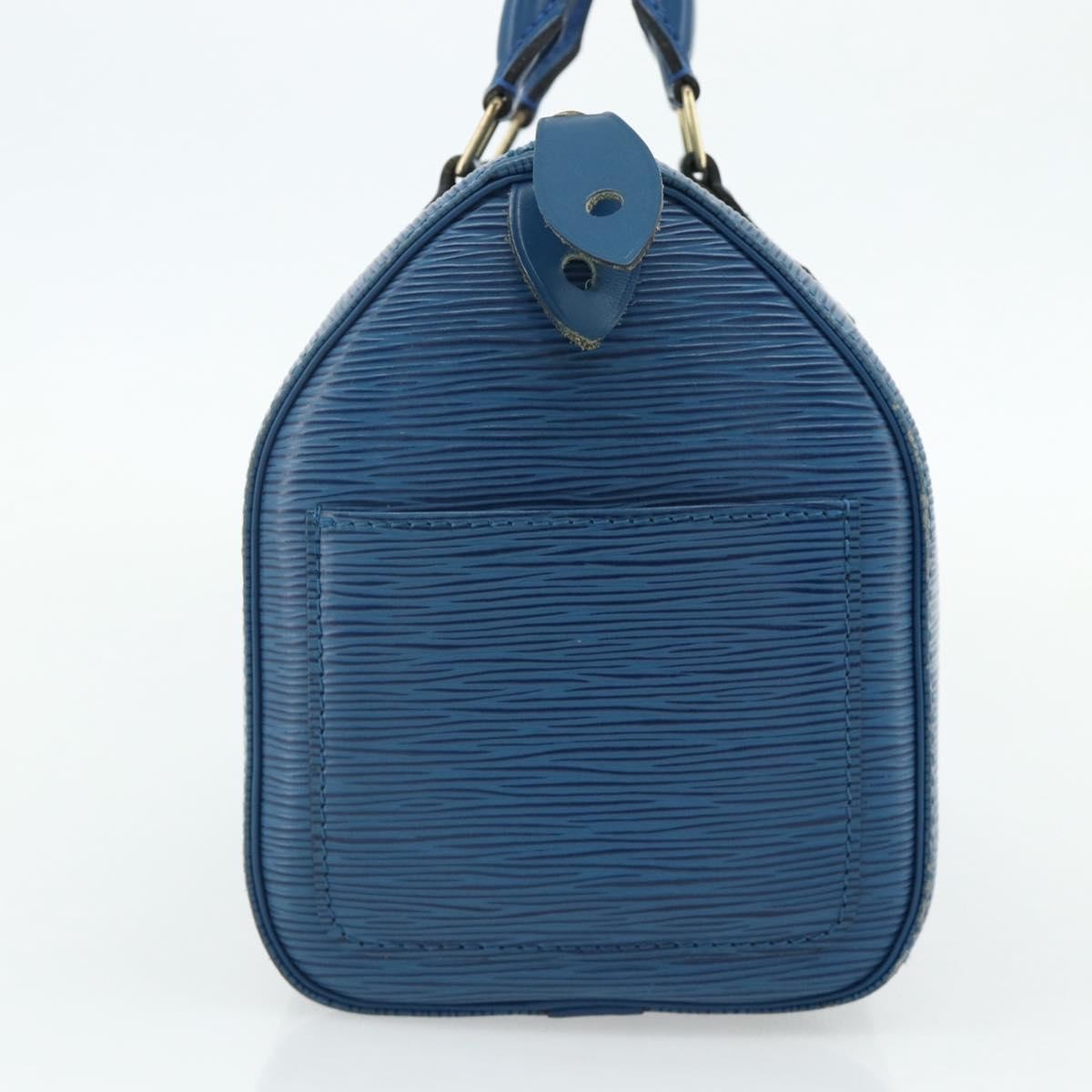 Louis Vuitton Speedy Handbag Epi Leather Blue Leather Handbag ( )