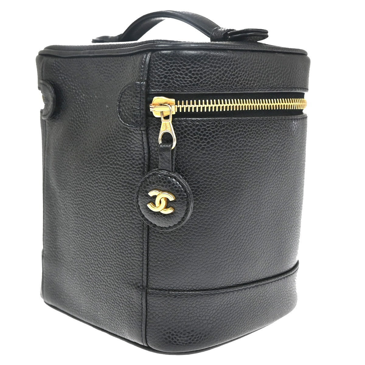 Chanel Vintage Timeless Cosmetic Case Caviar Black Leather Handbag (Authentic  )
