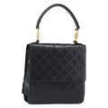 Versace Vintage Handbag Leather Black Leather Handbag (Authentic  )