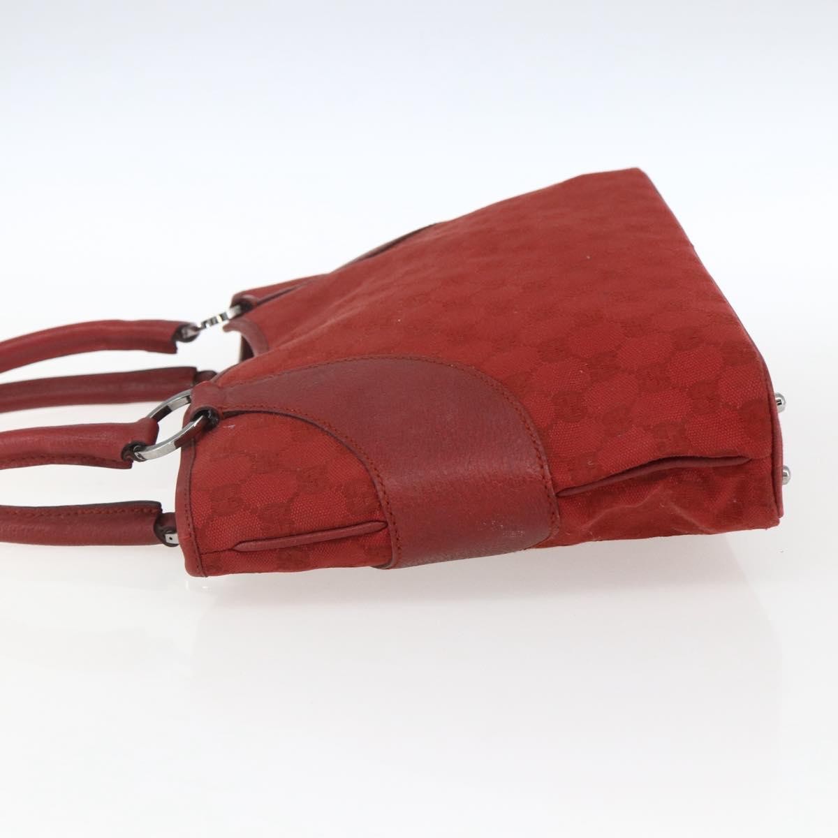 Gucci Vintage Ring Tote Gg Canvas With Leather Red Canvas Handbag (Authentic  )