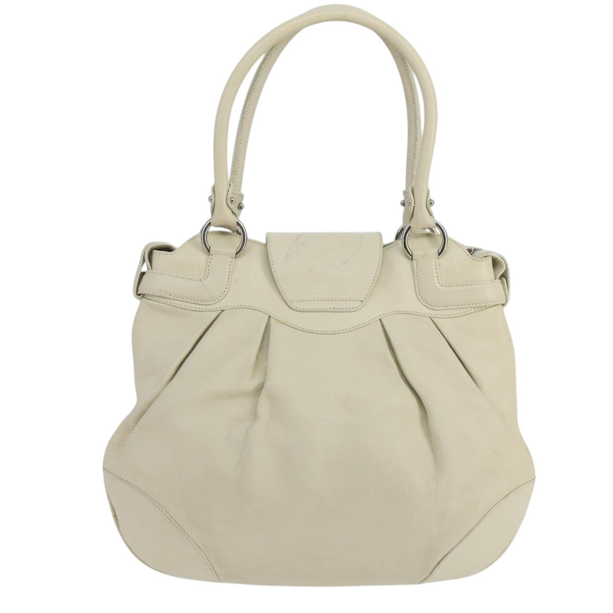Salvatore Ferragamo Gancini Handbag Leather White Leather Handbag ( )