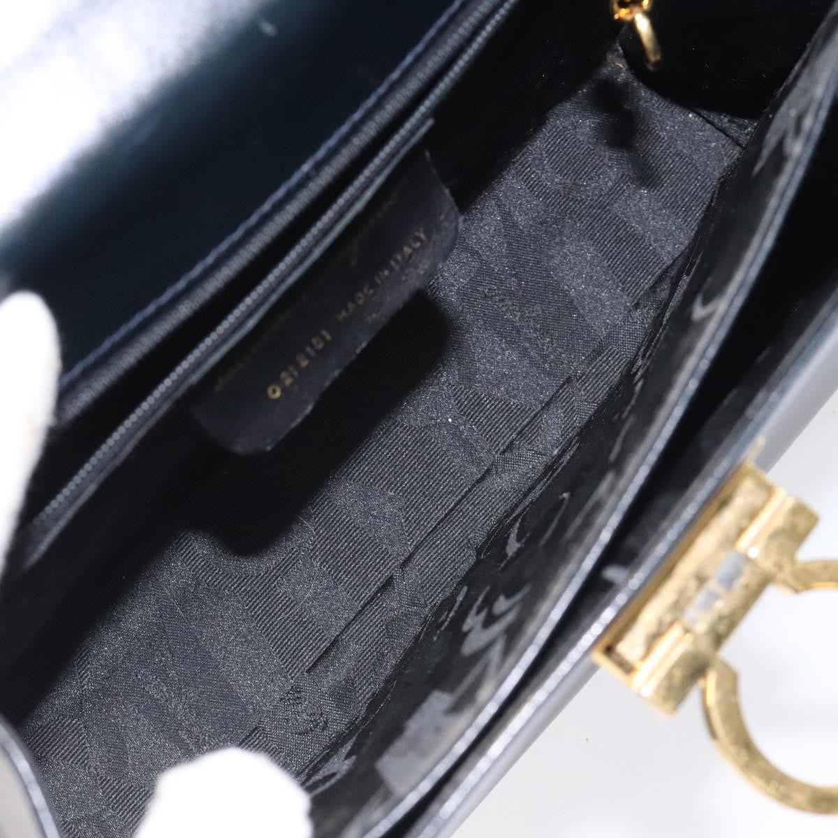 Salvatore Ferragamo Convertible Top Handle Bag Leather Black Leather Handbag (Authentic  )