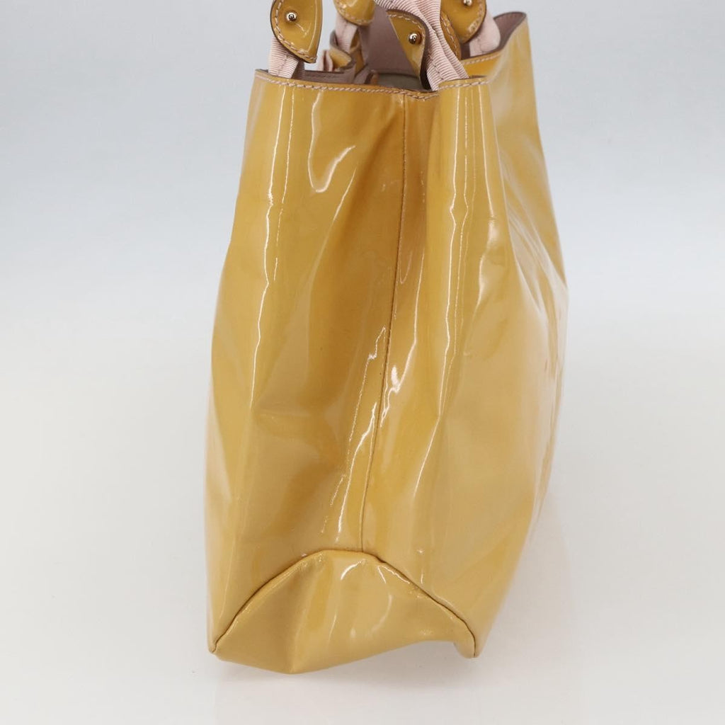 Salvatore Ferragamo Vala Handbag Patent Leather Yellow Patent_Leather Handbag (Authentic  )