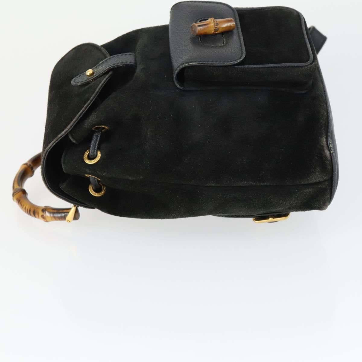 Gucci Gucci Bamboo Backpack Daim Black Suede Backpack Bag (Authentic  )