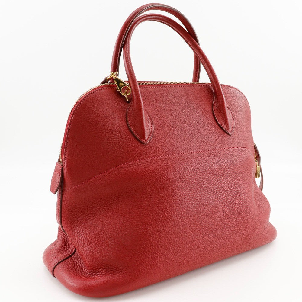 Hermes Bolide Bag Clemence Red Leather Handbag (Authentic  )