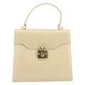 Gucci Vintage Lady Lock Top Handle Bag Leather Beige Leather Handbag (Authentic  )