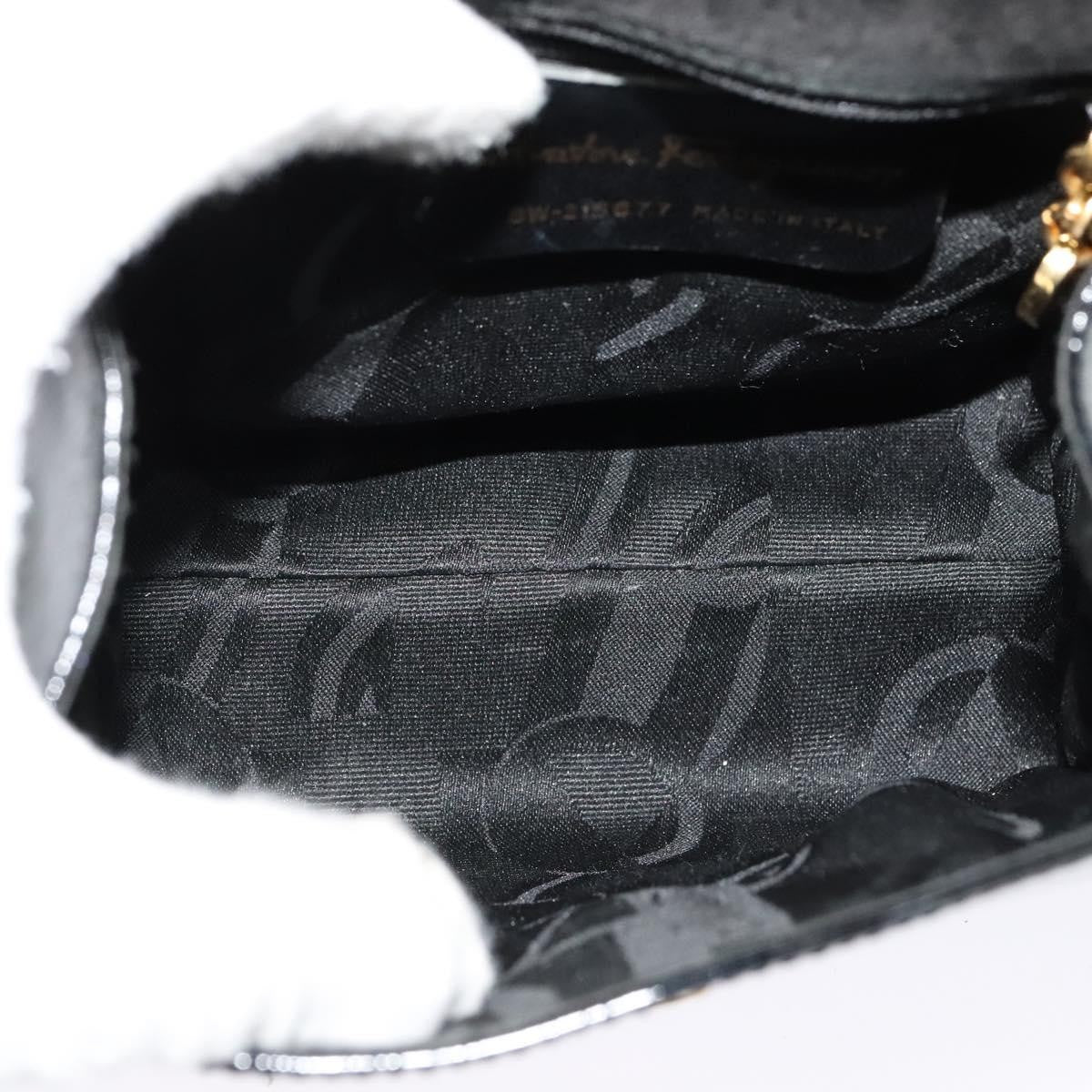 Salvatore Ferragamo Vintage Vara Bow Top Handle Bag Patent Leather Black Patent_Leather Handbag (Authentic  )