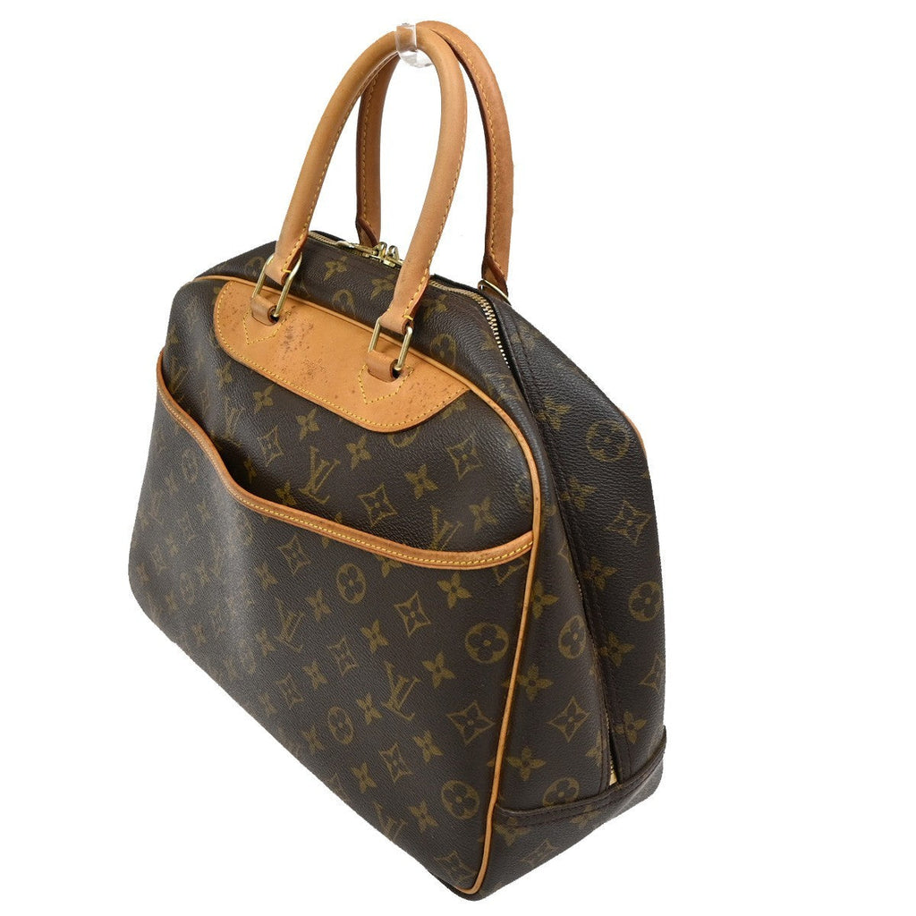 Louis Vuitton Deauville Handbag Monogram Canvas Brown Leather Handbag (Authentic  )