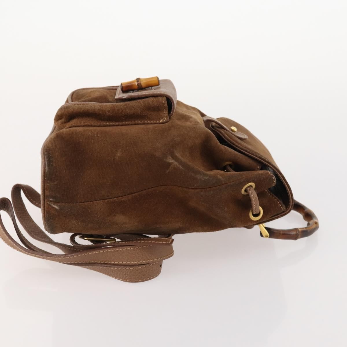 Gucci Gucci Bamboo Backpack Daim Brown Suede Backpack Bag (Authentic  )