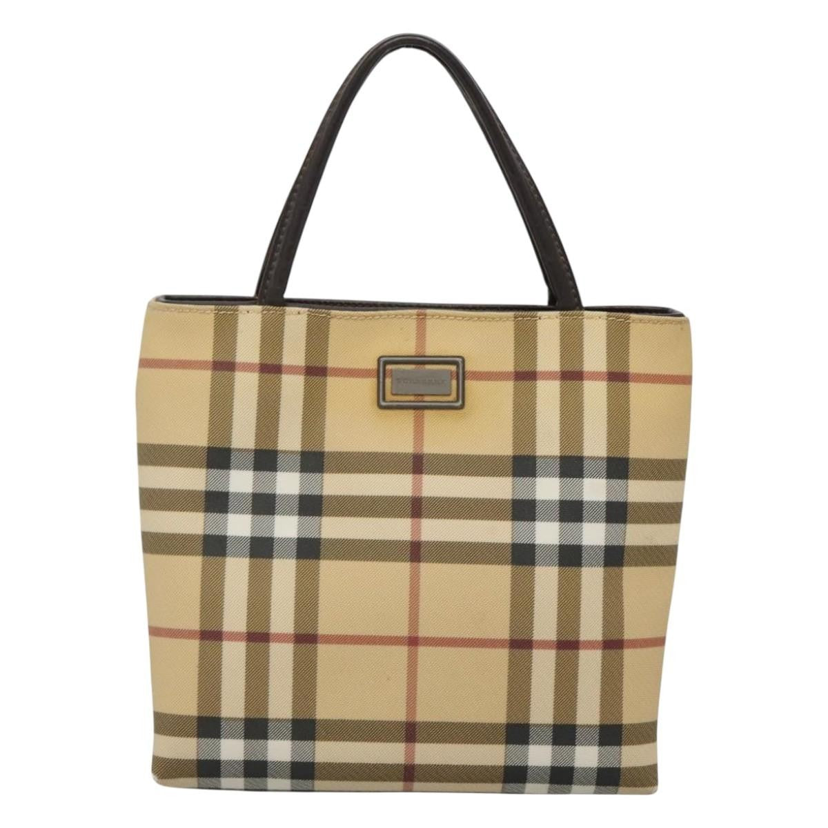 Burberry Nova Check Handbag Nova Check Canvas Beige Canvas Handbag (Authentic  )