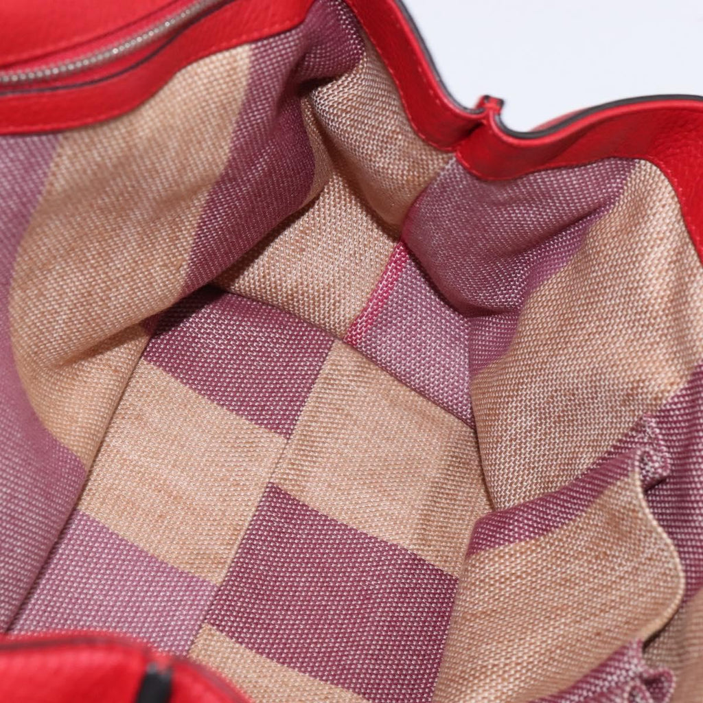 Gucci Bamboo Daily Top Handle Bag Leather Red Leather Bag (Authentic  )