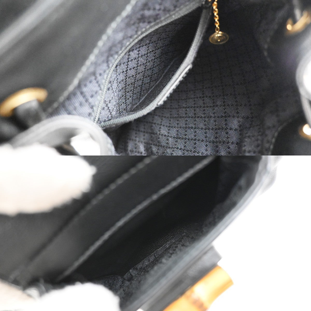 Gucci Vintage Bamboo Backpack Leather Black Leather Backpack Bag (Authentic  )