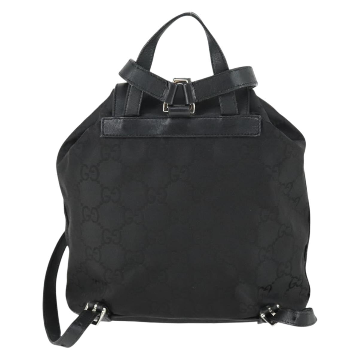 Gucci Vintage Jackie Backpack Gg Canvas Black Canvas Backpack Bag (Authentic  )