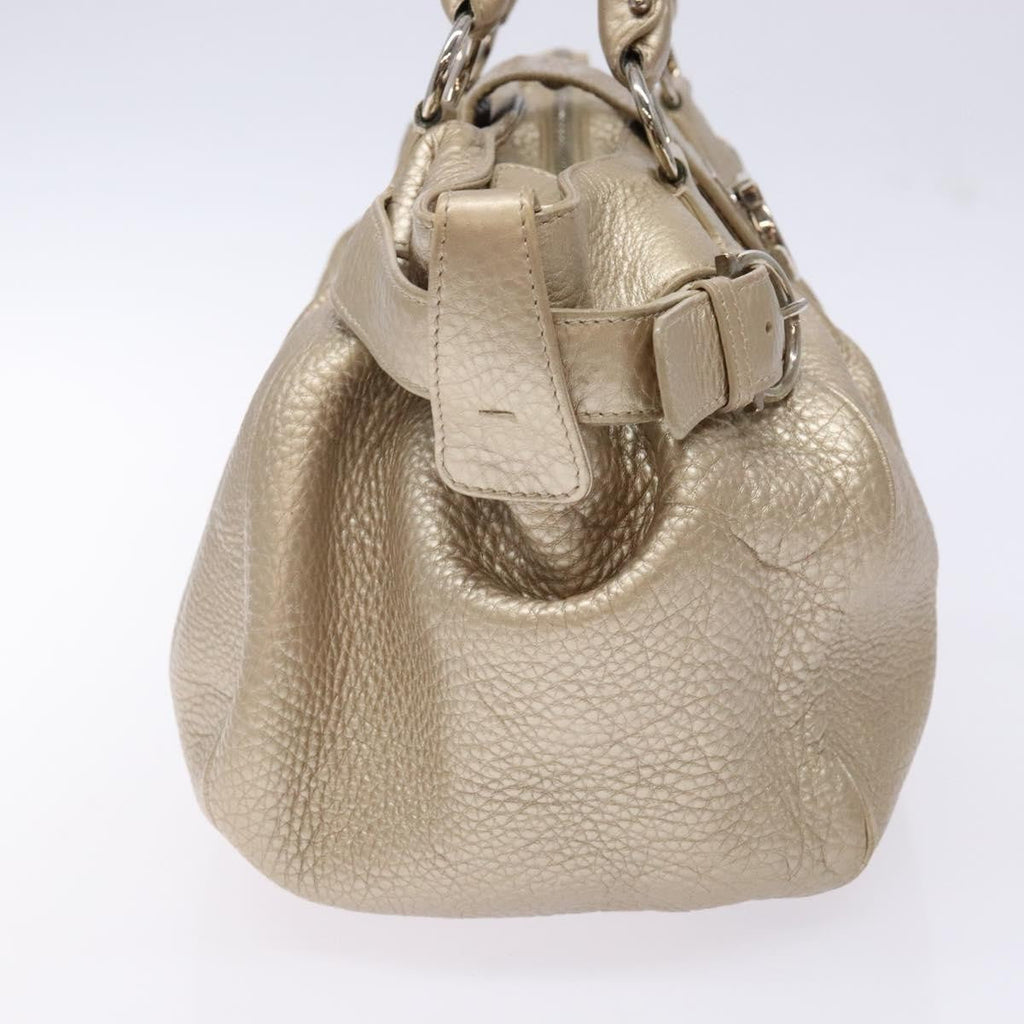 Salvatore Ferragamo Marisa Satchel Leather Gold Leather Bag (Authentic  )
