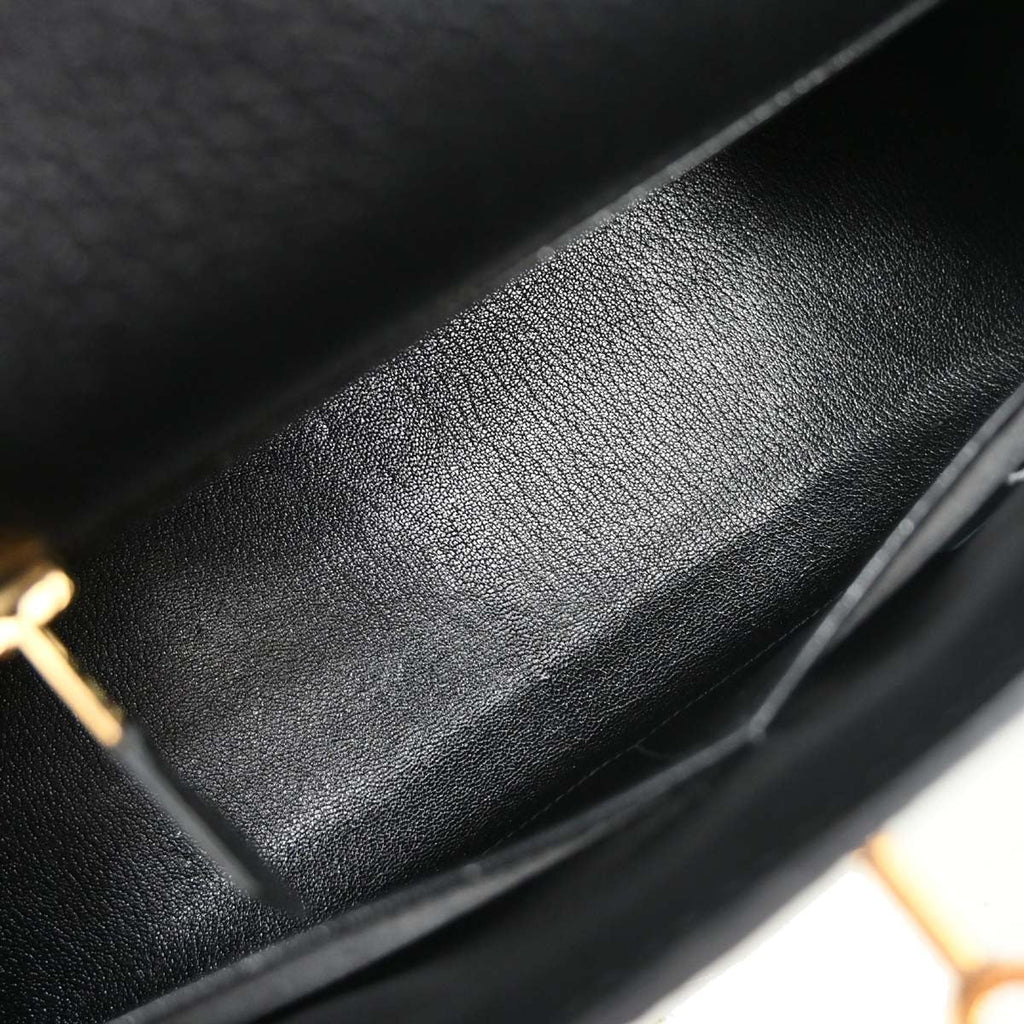 Hermes Kelly Handbag Black Ardennes With Gold Hardware Black Leather Handbag ( )