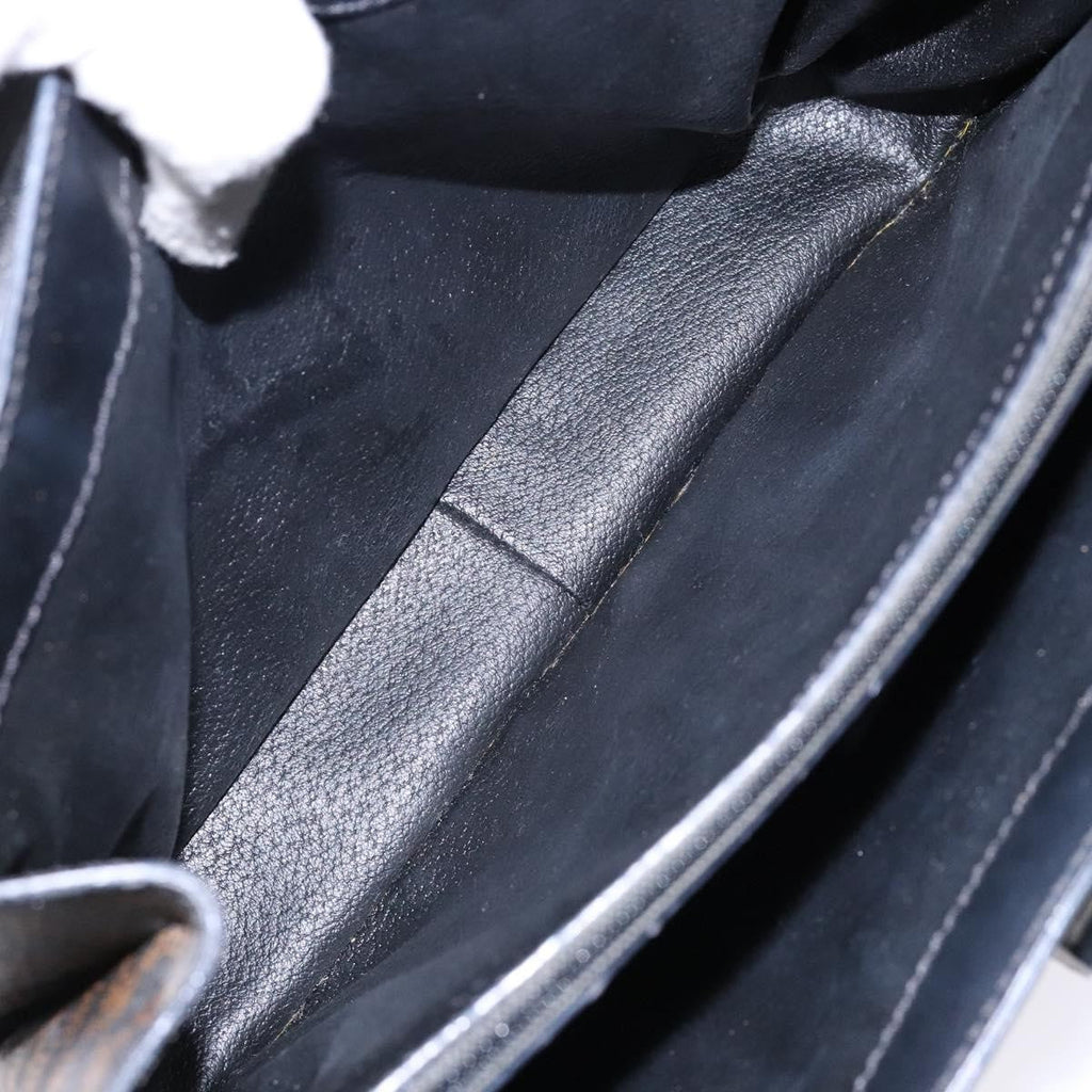 Celine Vintage Convertible Top Handle Bag Macadam Coated Canvas Black Canvas Handbag (Authentic  )