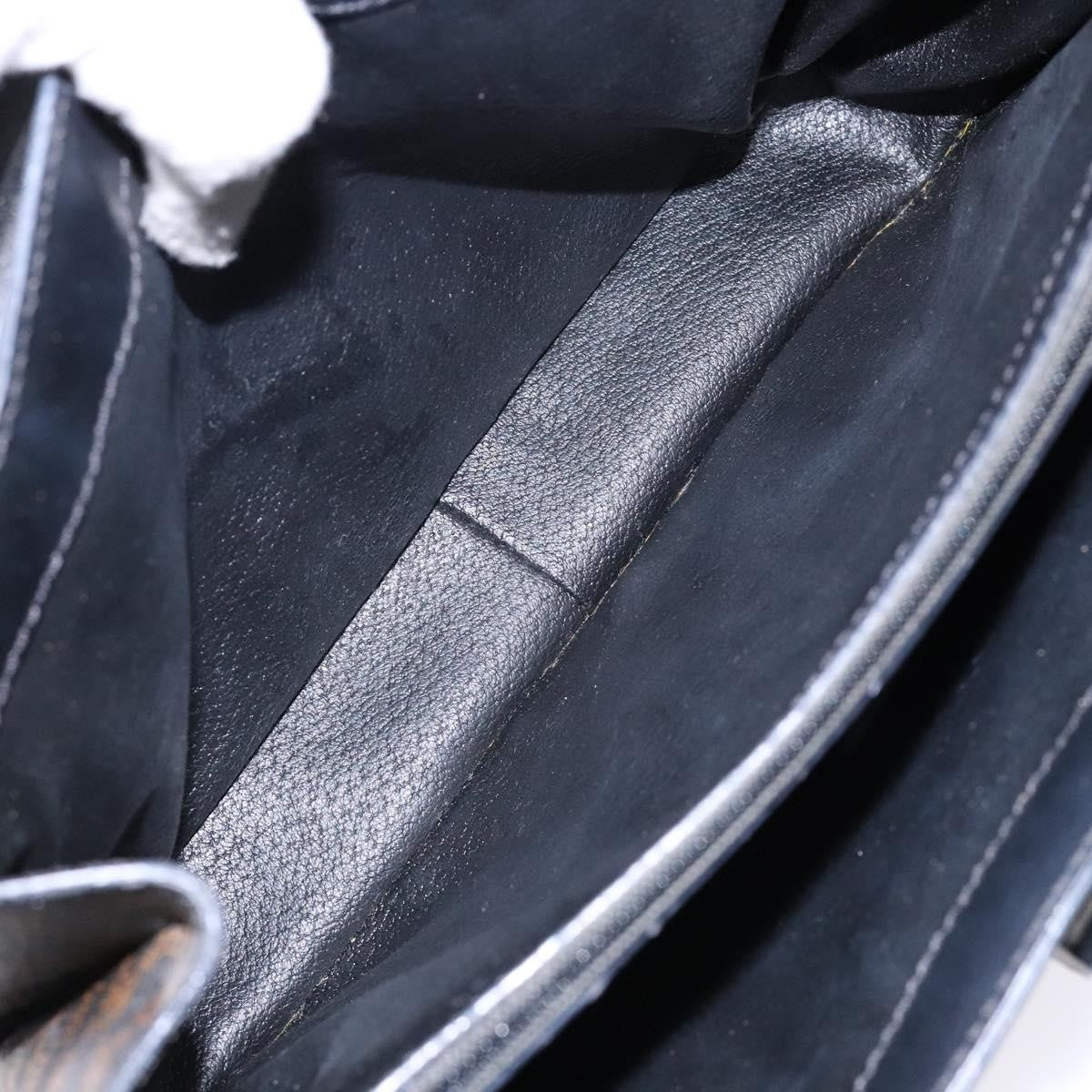 Celine Vintage Convertible Top Handle Bag Macadam Coated Canvas Black Canvas Handbag (Authentic  )