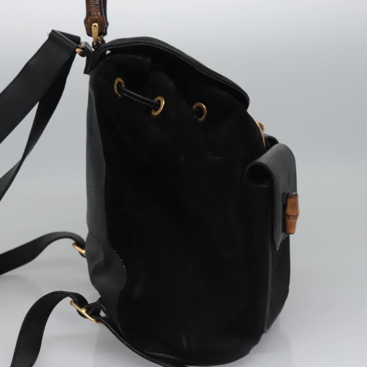 Gucci Vintage Bamboo Backpack Suede Black Suede Backpack Bag (Authentic  )
