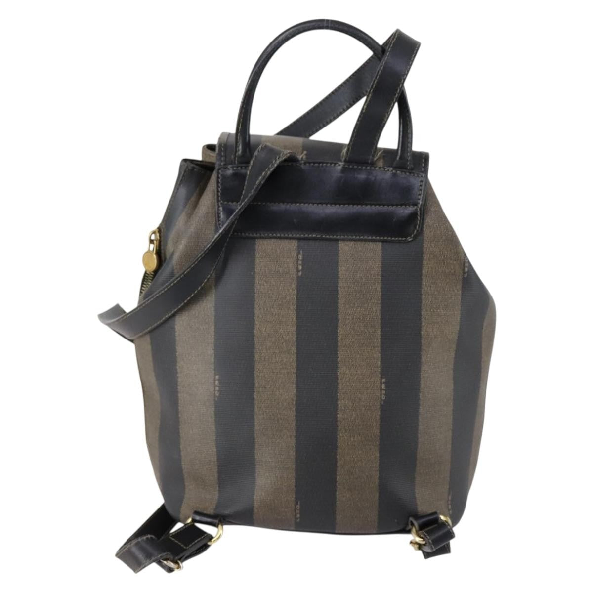 Fendi Pequin Front Pocket Backpack Coated Canvas Brown Pvc Backpack Bag (Authentic  )