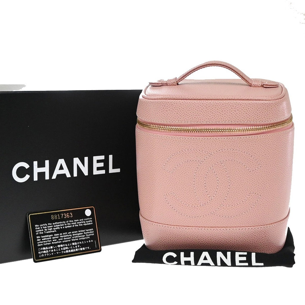 Chanel Vintage Timeless Cosmetic Case Caviar Pink Leather Handbag (Authentic  )