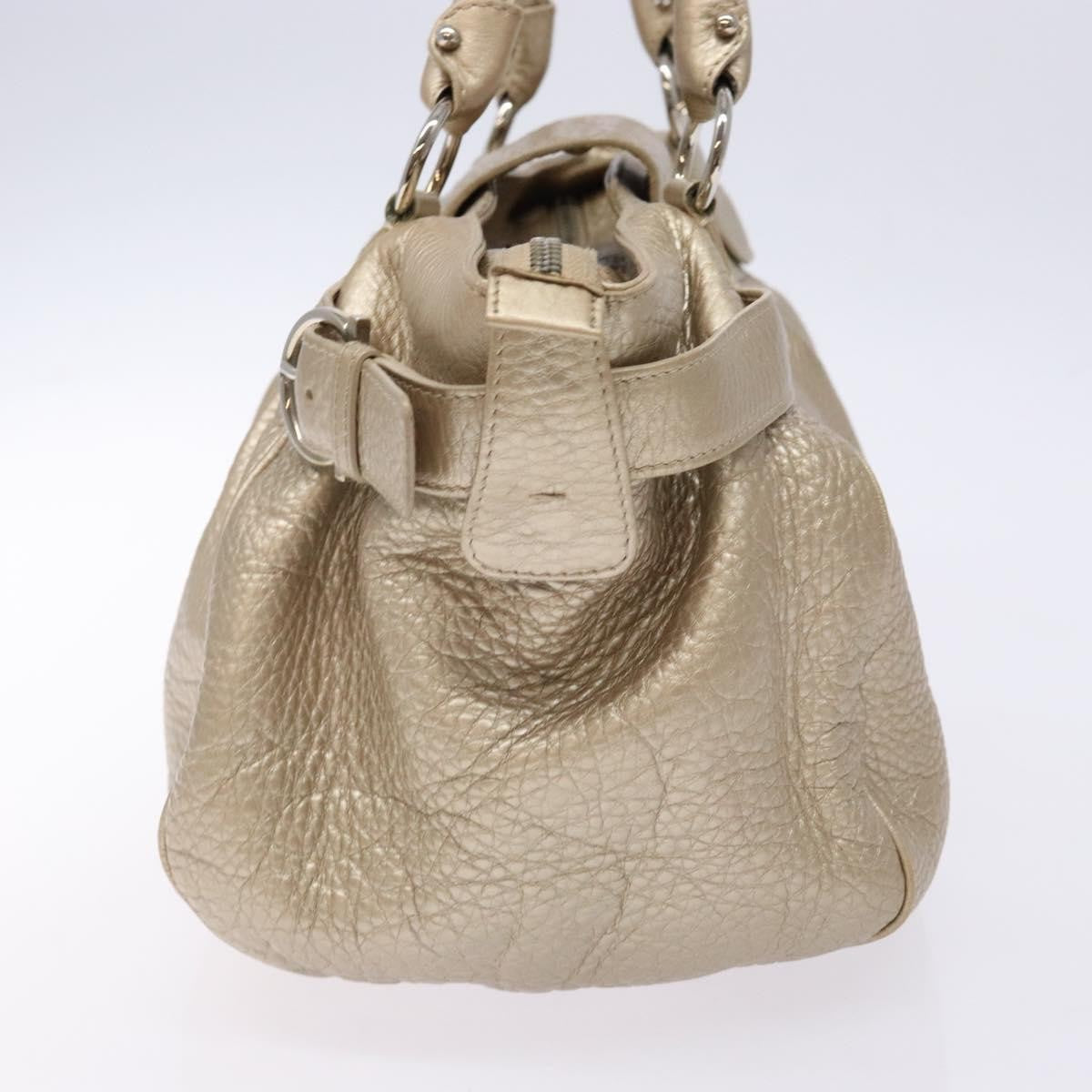 Salvatore Ferragamo Marisa Satchel Leather Gold Leather Bag (Authentic  )