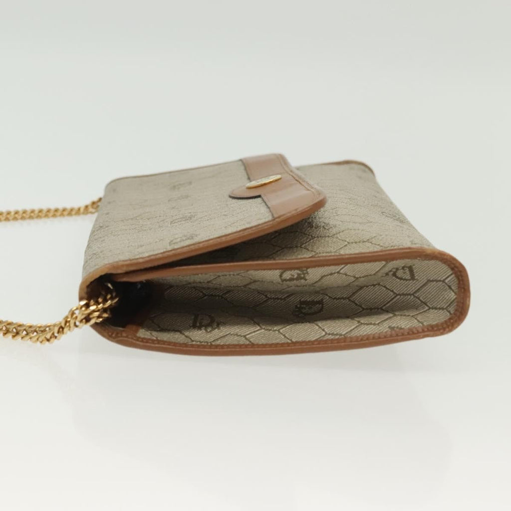 Christian Dior Vintage Honeycomb Chain Canvas Beige Canvas Bag (Authentic  )