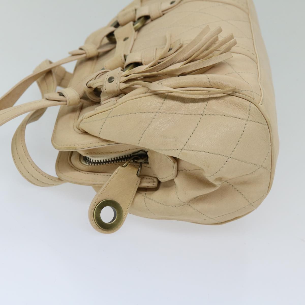 Bally Handbag Leather Beige Leather Handbag (Authentic  )