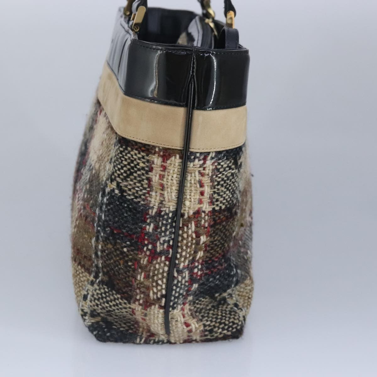 Burberry Nova Check Handbag Wool Beige Wool Handbag (Authentic  )