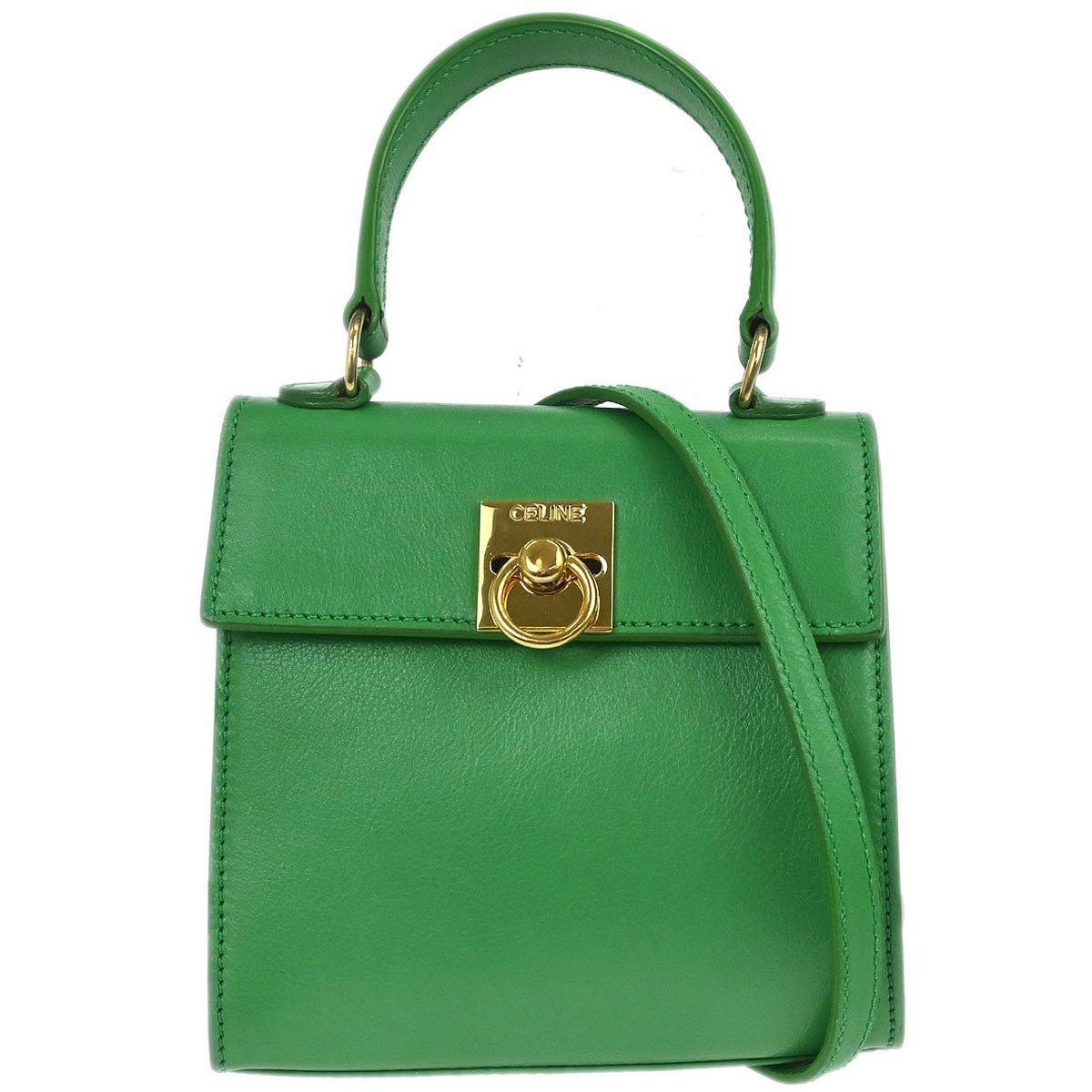 Celine Handbag Leather Green Leather Handbag (Authentic  )