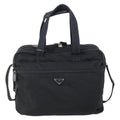 Prada Porta Computer Briefcase Tessuto And Saffiano Leather Black Nylon Briefcase Bag (Authentic  )
