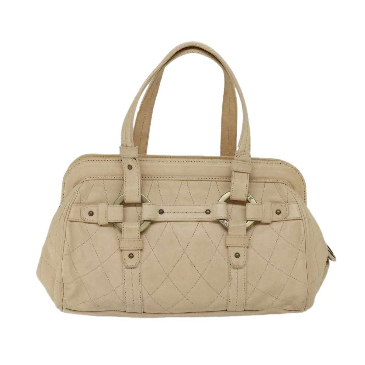 Bally Handbag Leather Beige Leather Handbag (Authentic  )