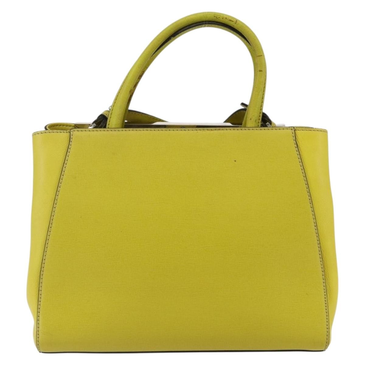 Fendi 2Jours Bag Leather Yellow Leather Handbag (Authentic  )
