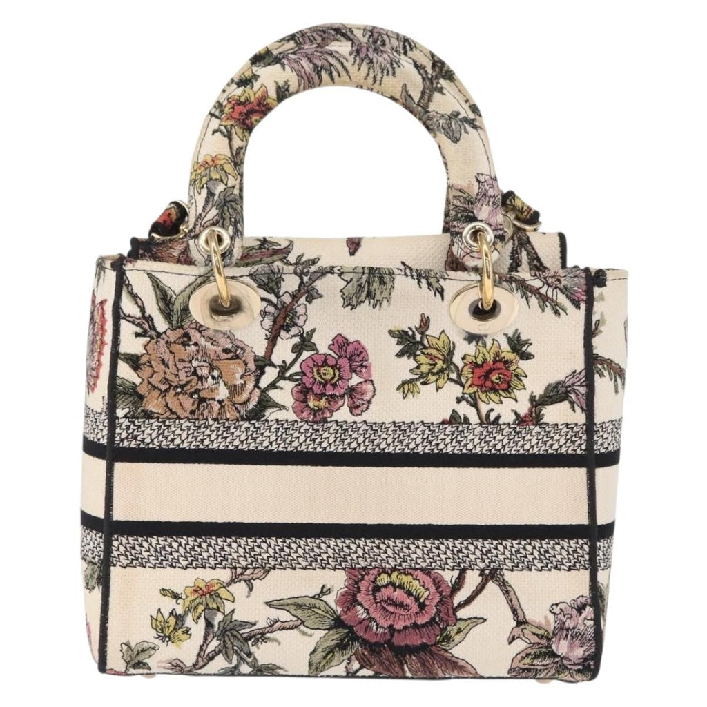 Christian Dior Lady D-Lite Bag Embroidered Canvas Multicolour Canvas Handbag (Authentic  )